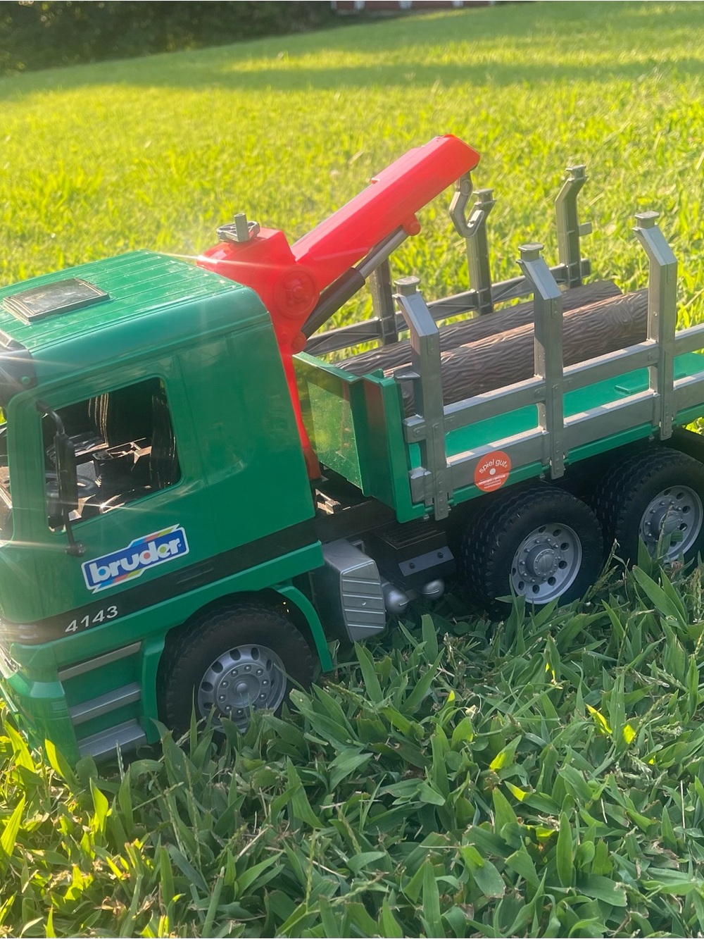 Bruder Green & Red Log Transport Truck Toy